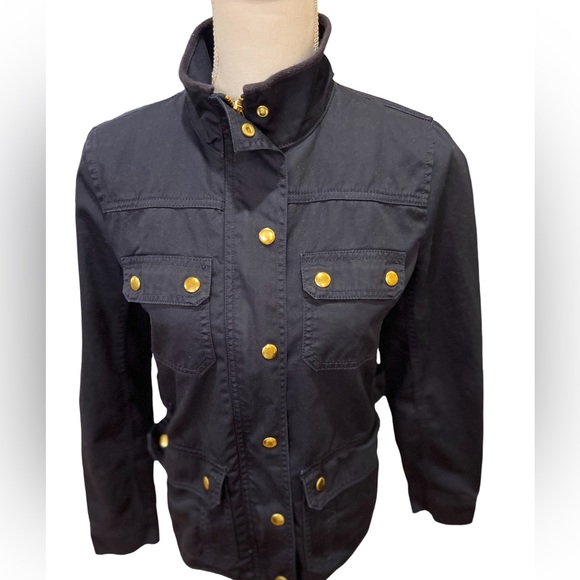 J. Crew Women’s Jacket Size XS Downtown Field Utility Navy Blue with Gold Snaps - Picture 3 of 13